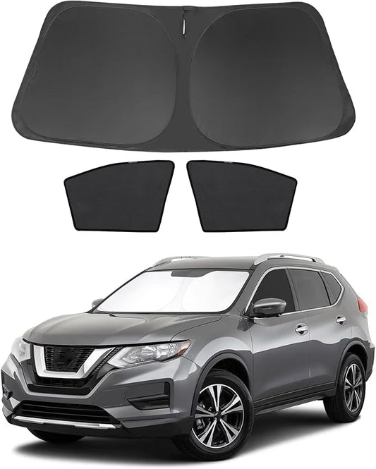 3PCS Car Window Shades Front Windshield Sun Shade Foldable Window Shade Custom Fit for 2014-2020 Nissan Rogue Accessories Car Shades for Front Windows Anti-UV Rays Block Heat