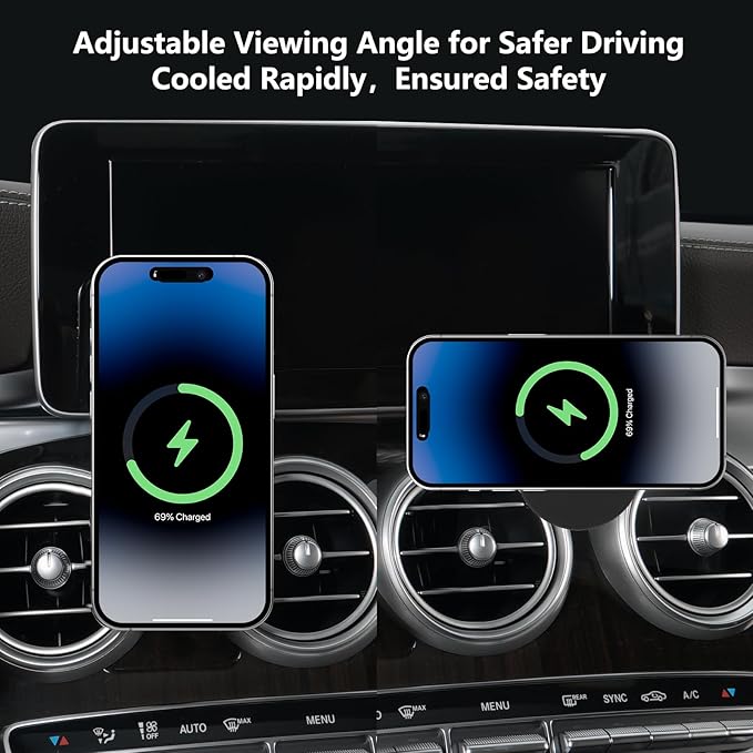 CLEC for Mercedes-Benz GLC-Class 2016-2022 C-Class 2015-2018 Magnetic Wireless Charger Car Phone Holder Mount Fit for Mercedes-Benz Car Phone Holder 15W Fast Charging Car Phone Holder Wireless Charger