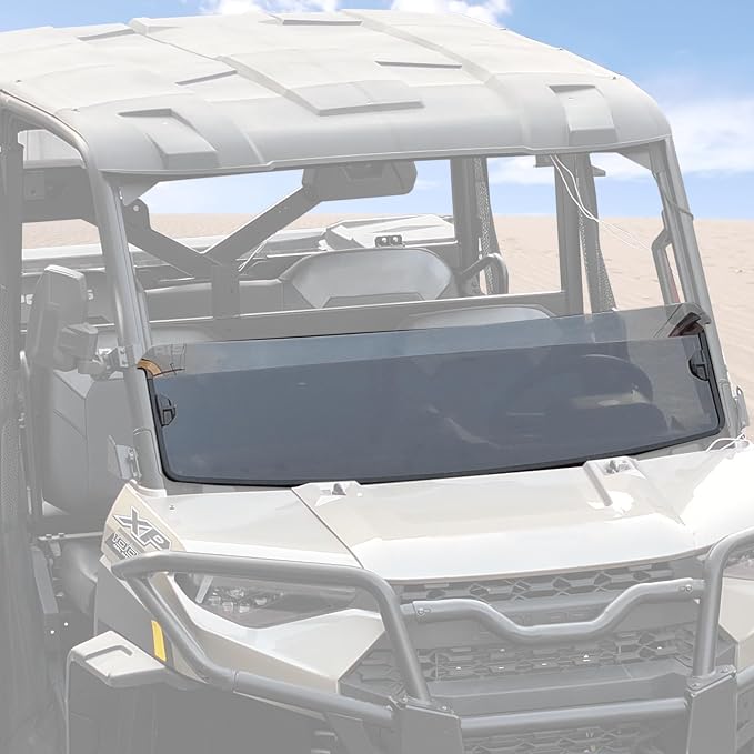 A & UTV PRO Front Tinted Half Windshield for Polaris Ranger XP 1000 / Crew / Diesel / XP 900 2017-2024, Hard Coated Vented Window Accessories, 250x Stronger Than Glass, Replace OEM # 2883301, 1PC