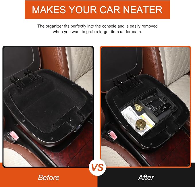 Car Armrest Box Storage Box Compatible with Cadillac Escalade 2007-2014,Cloth Center Console Storage Box Organizer Interior Accessories