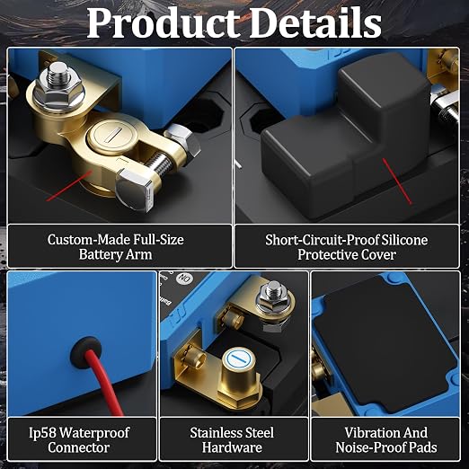 Remote Battery Disconnect Switch 12V, 240A, Kill Switch for Car Prevent Battery Drain, Anti-Theft Battery Cut Off Switch with Protect Cover, Voltage Protection to Prevent Drain for Auto, RV, Truck