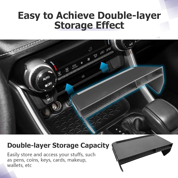 LUWU for 2025 Toyota RAV 4 Accessories Compatible with 2019 2020 2021 2022 2023 2024 2025 Toyota RAV 4 Front Center Console Organizer Armrest Console Secondary Storage Box Insert Tray ABS Material