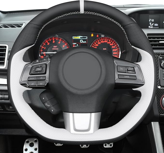 MEWANT Hand Stitch Steering Wheel Cover Wrap for Subaru WRX 2015-2021 / WRX STI 2015-2021 Steering Wheel Accessories for Subaru WRX