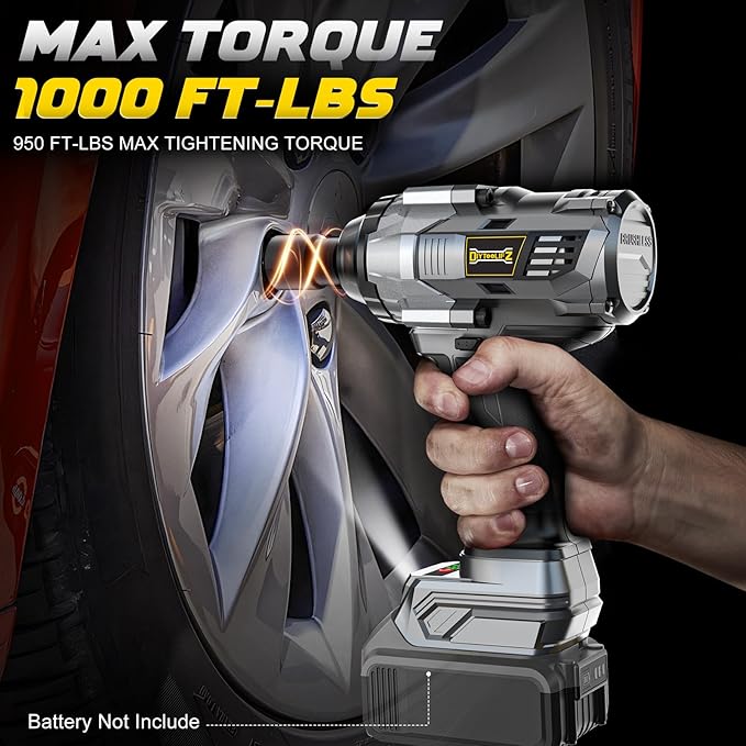 DIYtoolifz Cordless Impact Wrench 1/2 inch Compatible with DeWalt 20v Battery, 1000Ft-lbs(1360N.m) High Torque Impact Driver with 4-Modes, LED Light, Electric Impact Gun for Car/Truck/Mower(Bare Tool)