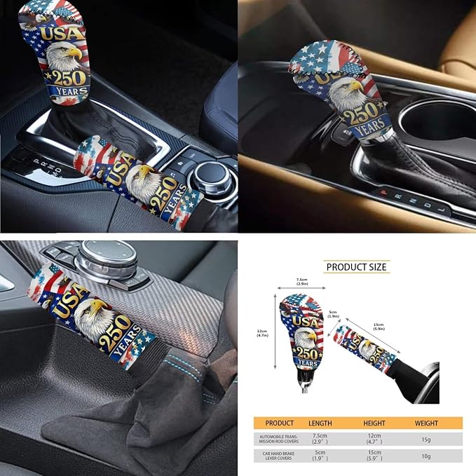 USA 250 Years Flag & Eagle 11-Piece Car Seat Cover Set, Patriotic Auto Accessories, Breathable & Washable for Cars, Trucks & SUVs with Steering Wheel Cover and Seatbelt Pad Covers