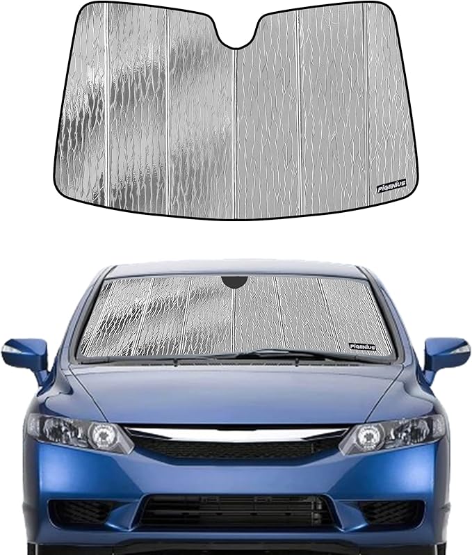 Pigenius Windshield Sunshade for Honda Civic Sedan 2006-2011, Reversible Silver/Black