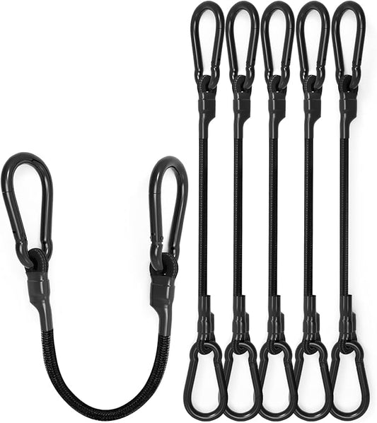 3 Inch Short Small Bungee Cords with Carabiner Hooks, 8 Pcs Black Mini UV Resistant Bungee Straps with Superior Elasticity Thai Latex, Great for Cargo, Bike, Kayak Boat, Luggage, etc