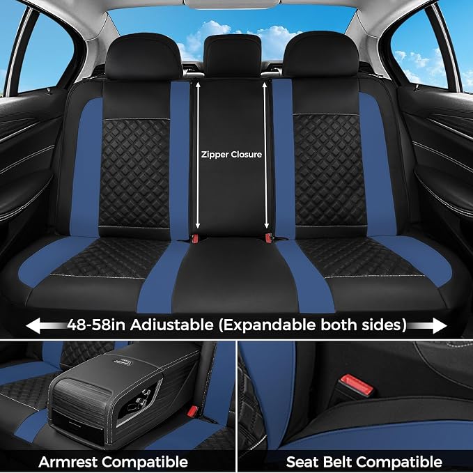 FLORICH Seat Covers, Front Seat Covers 2 PCs, Automotive Seat Cover for Cars, Luxury Leather Universal Seat Cover Accessories Fit for Most Cars SUV Truck Sedans(Blue)