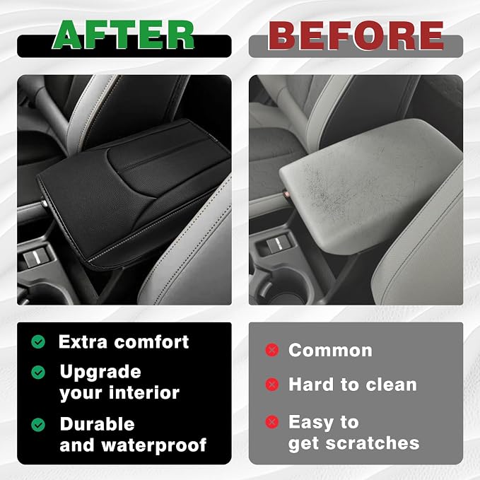 Muslogy Center Console Organizer [Black] & Armrest Cover [Gray] Compatible with Subaru Forester 2025 Accessories