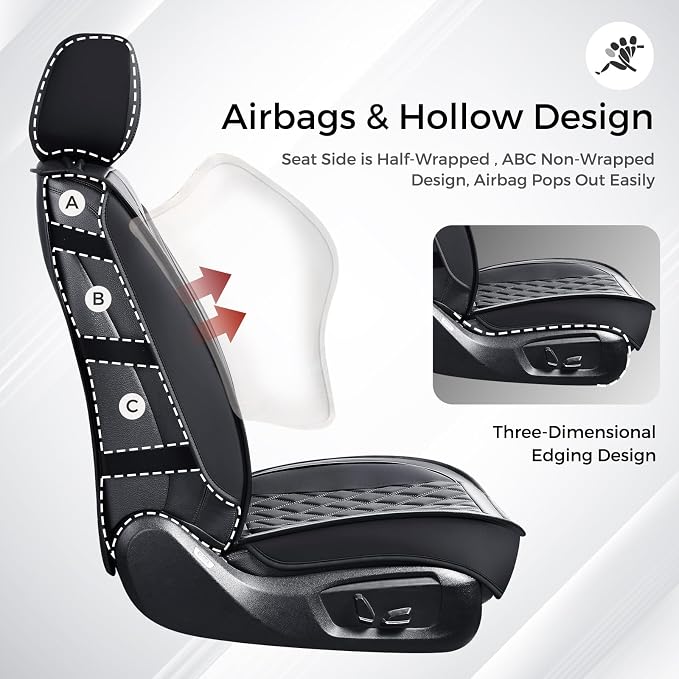 Huidasource Car Seat Covers Front Seats, Black Front Seat Cover for Cars, Faux Leather Automotive Car Seat Cushion Protector Universal Fit for Most Cars,Vans,Trucks, SUVs (Front Pair/Black)