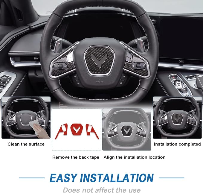 Real Carbon Fiber Trim Decoration for Corvette C8 2020-2026 | 3K twill weave, high luster, decor sticker, fade & scratch resistant, self-adhesive tape, mods parts, 1-year warranty