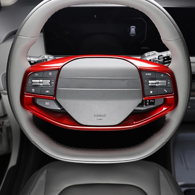 Car Steering Wheel Covers Steering Wheel Button Panel, Protection Frame Molding Trim, Compatible with KIA K4 2024-2026 Accessories (Red)