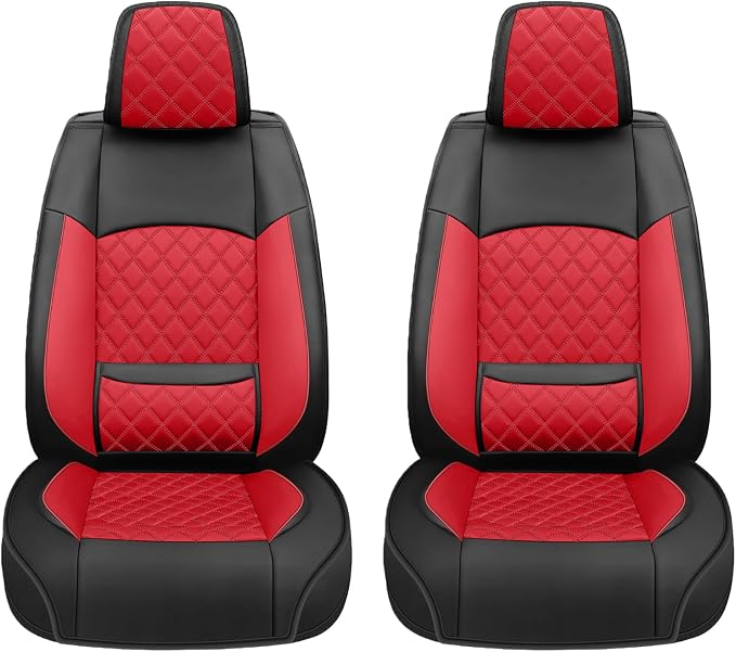 Fit Maverick Car Seat Covers for Ford Maverick 2022-2025 2026 - Luxury Leather, Anti-Slip, All-Weather, Waterproof & Breathable, Airbag Compatible, 2 Front Seats Only (Red)