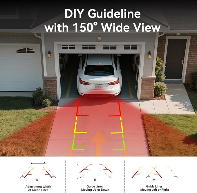 Backup Camera with IR Night Vision, 7 Inch 1080P HD Wired Rear View Camera, Plug-Play, DIY Guide Lines, 150° Wide Angle, Back up Camera Systems for Truck Cars Pickups SUV Van