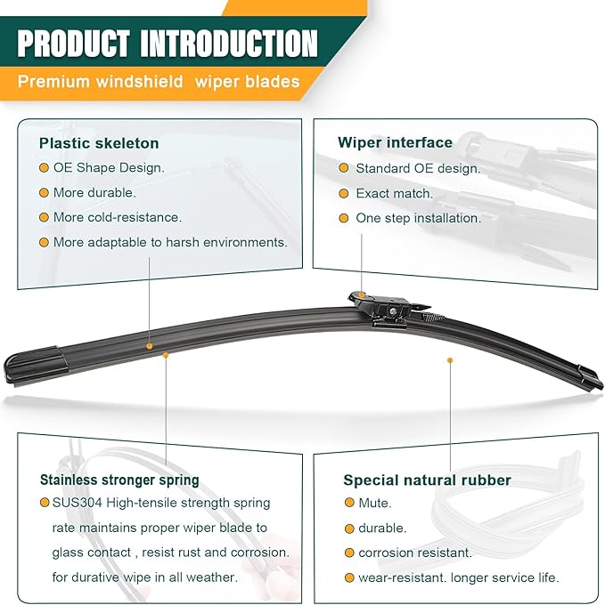 Windshield Wiper Blades Replacement for GMC Acadia 2013 2014 2015 2016,Original Equipment Replacement Front Rear Wiper Blade Set - 24" 21" 11" (Set of 3)