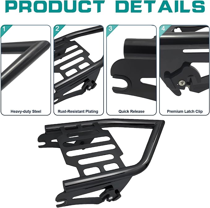 Detachable Mounting Luggage Racks for 2009-2025 Harley Davidson Touring Street Glide/Electra Glide/Road King/Road Glide (Black)