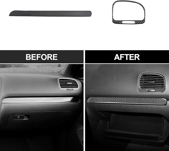 15PCS Real Carbon Fiber Trim Kit Compatible with Volkswagen VW Golf 6 MK6 2010-2014, Center Console Dashboard Panel Trim Gear Shift Panel Trim, Interior Decal Sticker Accessories