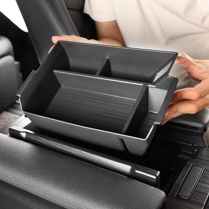 Compatible with 2026 Toyota Sienna accessories Center Console Organizer with Cup Holder, Lower Storage Box Accessory Lower Center Console Tray (Compatible with 2021-2026 Toyota Sienna, Black)