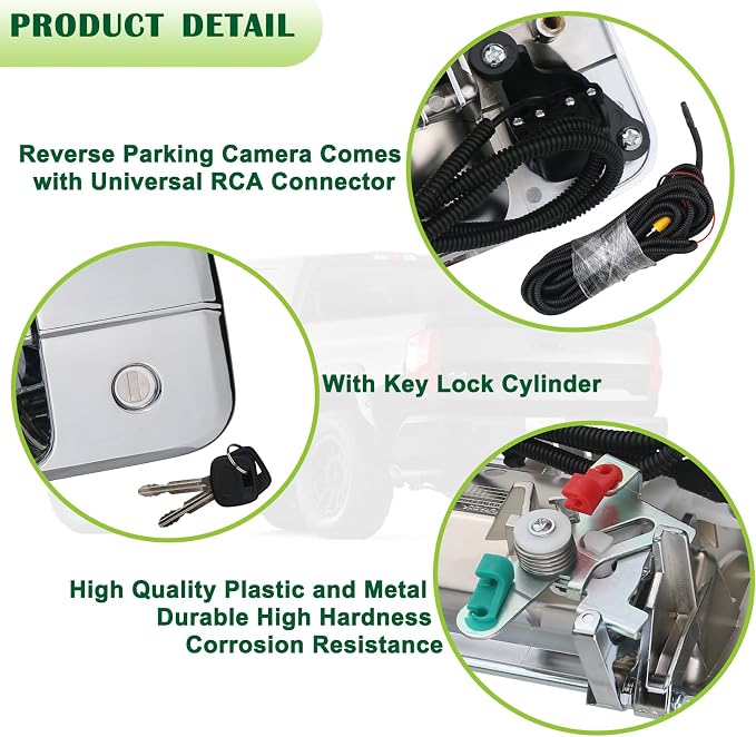 Backup Camera Tailgate Handle Rear View Camera Liftgate Latch Handle with Key Lock Cylinder Chrome Compatible with 2007-2013 Toyota Tundra Replaces 69090-0C051 690900C051