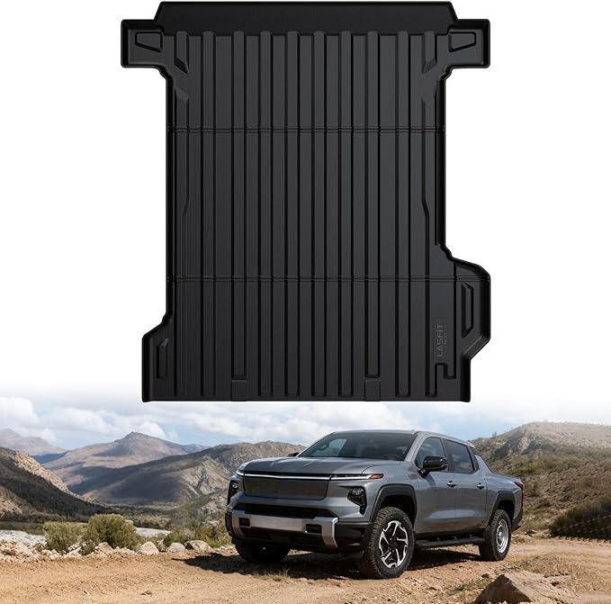 LASFIT Truck Bed Mat for Chevrolet Chevy Silverado EV/GMC Sierra EV 2024-2026 5.9FT Only (Fit with Multi-Flex Midgate, Not Fit Without Multi-Flex Midgate) All Weather TPE Custom Fit Bed Liner
