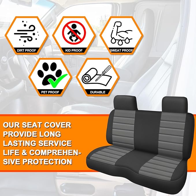 Truck Seat Cover Compatible with 1995-2004 Toyota Tacoma Front Bench Seat with Molded Headrest and Small Notched Cushion, Knitted Fabric