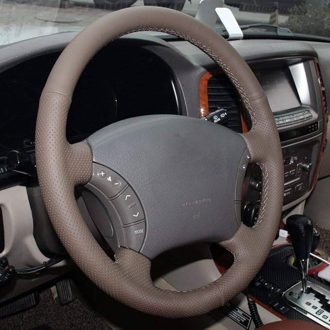 Loncky Leather Steering Wheel Cover for Toyota 4Runner 2003-2009 / Tacoma 2005-2011 /Tundra 2003-2006 /Sienna 2004-2010/Highlander 2004-2007 /Sequoia 2003-2007 /Camry 2005 2006 /Land Cruiser 2003-2007