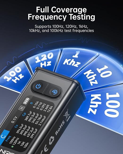 FNIRSI LCR-ST2 100kHz LCR ESR Meter Tweezer, SMD Component Tester, Auto Sort Compare, Resistor, Inductor, Diode, Capacitor Tester, Measures Voltage, Continuity, Full-Band Scan, Series/Parallel Mode