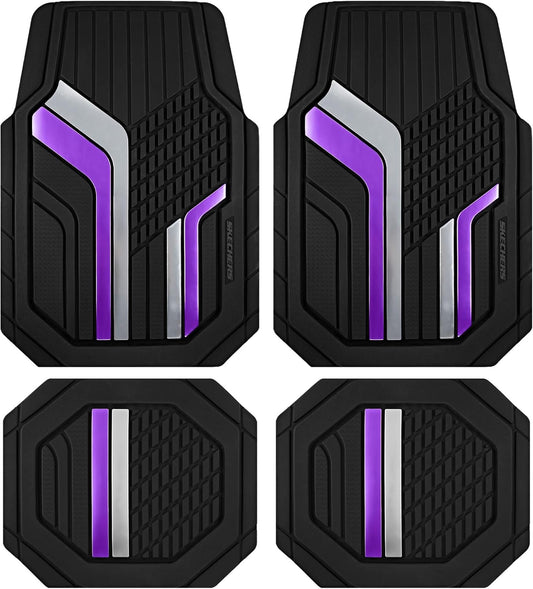 Skechers Heavy Duty Rubber Car Floor Mats,Dual Color Design Floor Mats,All Weather Car Mats,Waterproof Trim to Fit Universal Floor Car Accessories,Automotive Floor Mats for Cars Trucks Suvs,Purple
