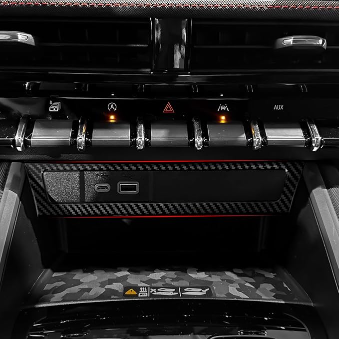 Car ABS Carbon Fiber Center Console USB Panel Sticker Cover Interior Trim Decal for Chevrolet Colorado/GMC Canyon 2023 2024 2025 Accessories