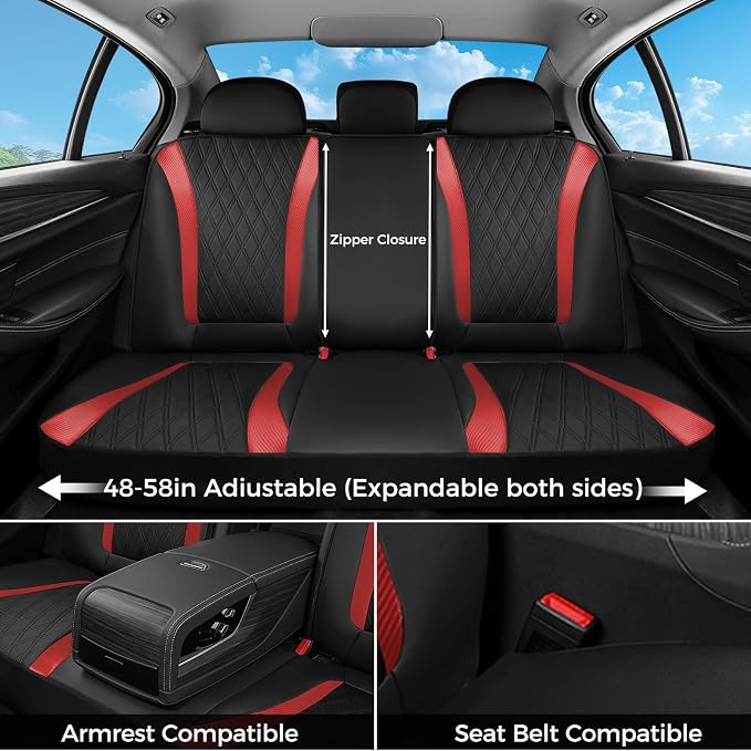 FLORICH Car Seat Covers Full Set, Leather Seat Covers for Cars, Car Seat Protector Waterproof Breathable, Universal Automotive Seat Covers, Front and Rear Car Seat Cover Fit for Most Cars SUV Truck