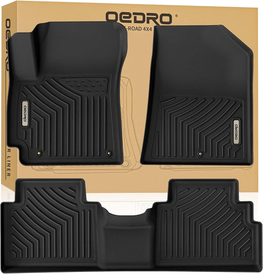 OEDRO Floor Mats Fit for 2020-2025 Kia Soul, Unique Black TPE All-Weather Guard Includes 1st and 2nd Row: Front, Rear, Full Set Liners