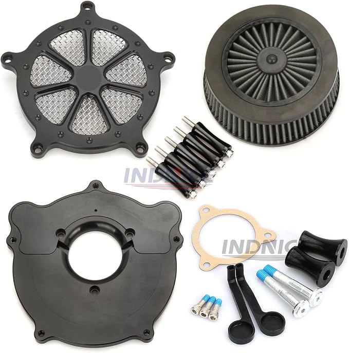 For harley air cleaner filter Sportster Softail Touring street road king glide Dyna for harley davidson air intake filters (Black Speed 7 style -gray filter, C-For Touring 08-16, Softail 16-17)