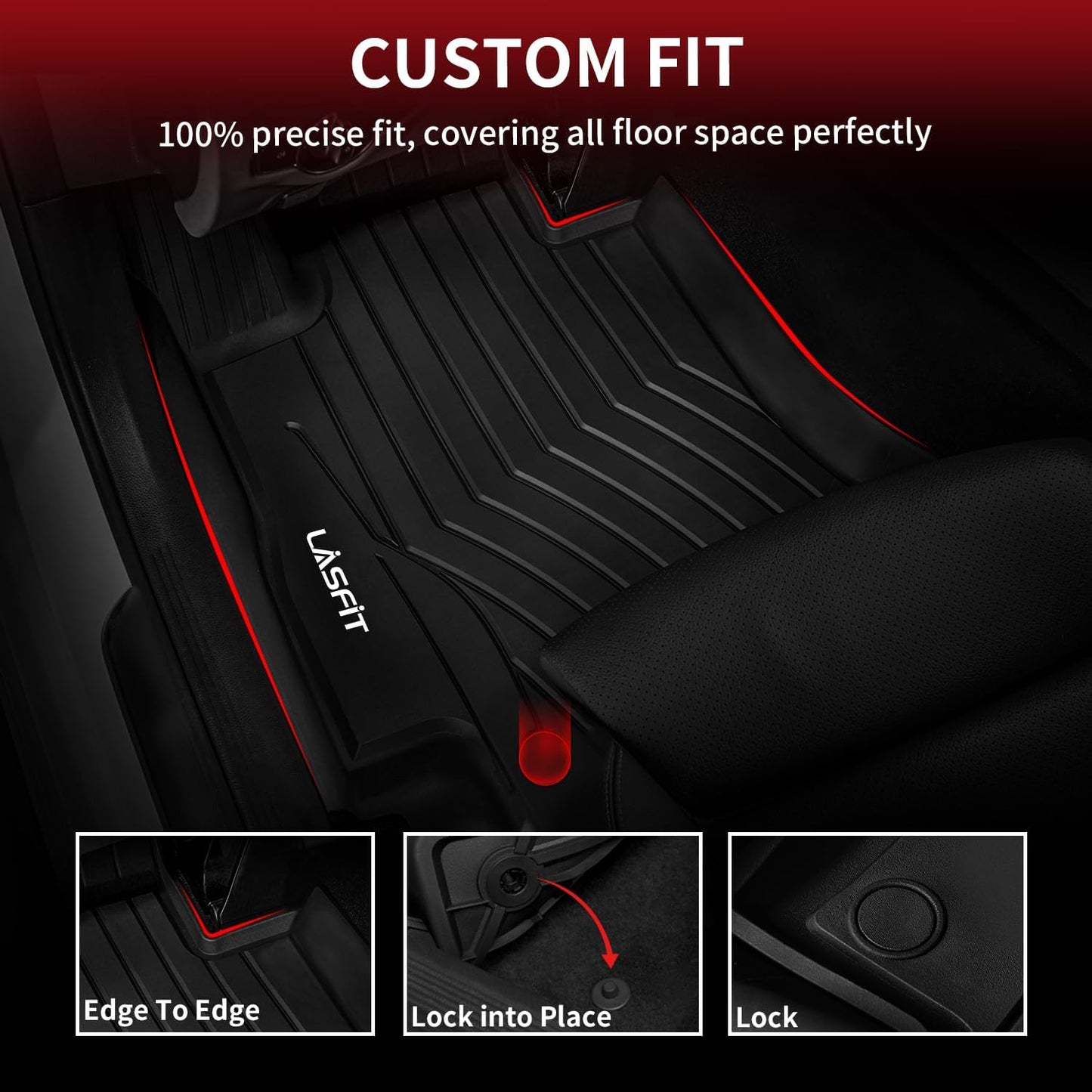 LASFIT Floor Mats for Mercedes Benz E Class 2017-2023 Fit Sedan & Wagon Only, E300 / E350 / E400 / E43 AMG / E450 / E53 AMG / E550 / E63 AMG S, All Weather TPE Floor Liners for E Class, 1st & 2nd Row