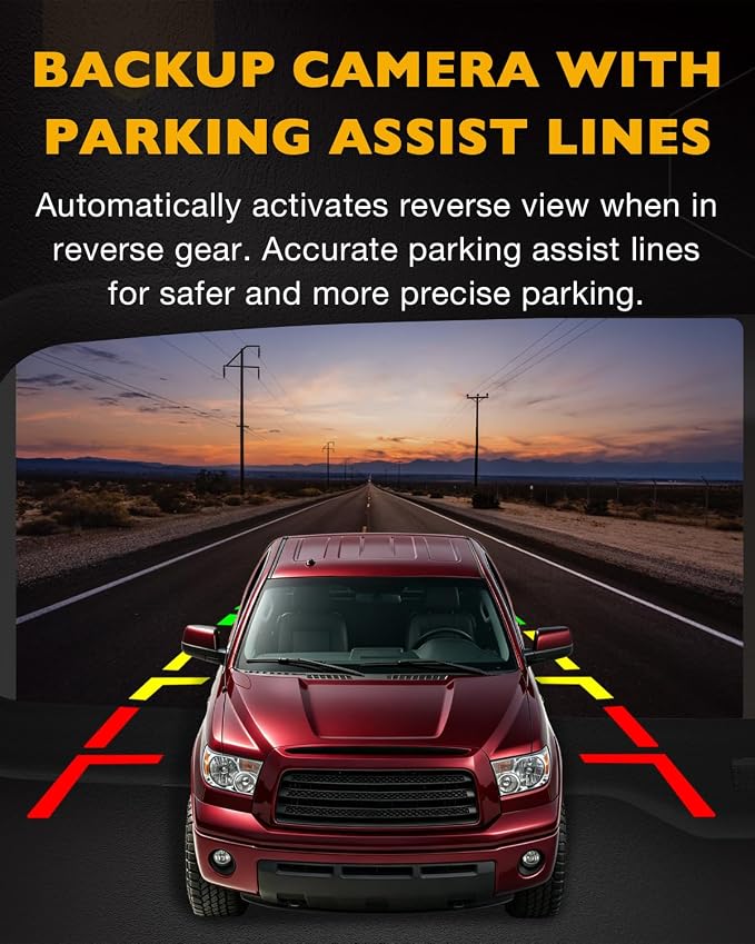 Rearview Mirror Monitor w/Backup Camera Tailgate Handle, Compatible with 2007-2013 Toyota Tundra, 4.3" Rear View, 170° Rear Viewing Angle, Waterproof Rear View Camera, Parking Assist Safety System