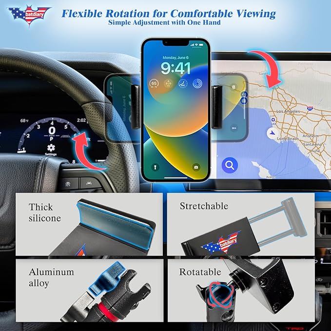 2026 Tacoma Vent Phone Mount for Toyota Tacoma 2024-2026 | 4Runner 2025 Accessories | Aluminum Telescopic Air Vent Phone Holder |Thick Case Friendly Car Mount for iPhone 16/15 Pro Max, Galaxy S24