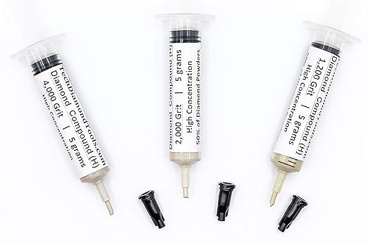 TechDiamondTools Kit of 3 Diamond Polishing Compound Polishing Paste USA Made 1200 2000 4000 Grit for Marble Glass Metal Rock Jewelry Resin Silver Gemstone with High Concentration of Diamond Powder