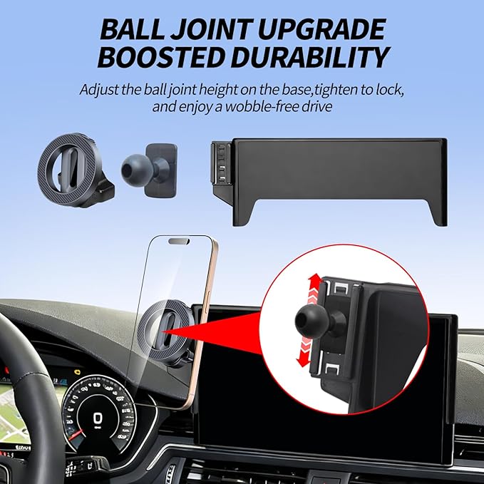 Phone Mount for MagSafe for Audi Q5 2021-2025 A4 S4 A5 S5 RS5 2020-2025 Accessories 10.1-inch Screen Adjustable Magnetic Carbon Fiber Pattern Phone Holder with Storage for iPhone Samsung