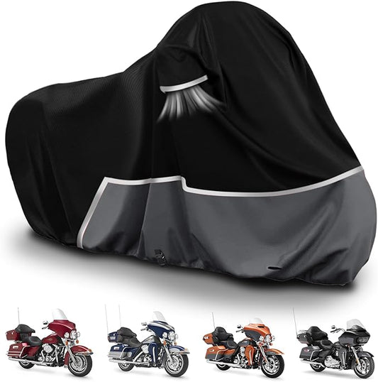 Waterproof Motorcycle Cover Replace for Harley Davidson Touring Limited with Trunk Models, 420D Oxford Cloth Road Glide Limited, Ultra Motorcycle Cover for Snow Rain Dust Protection