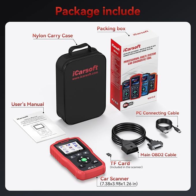 iCarsoft MB V1.0 Diagnostic Tool for Mercedes-Benz/Sprinter/Smart/Maybach 1996-2026 Full System OBD2 Scanner Check Engine Code Reader SAS Oil Reset Battery Test Live Data Lifetime Free Updates CAN FD