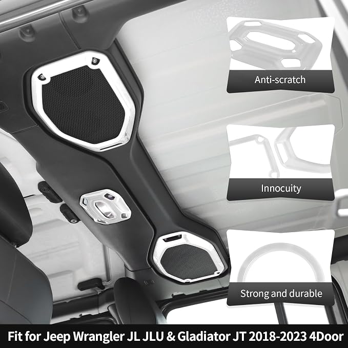 CheroCar White 20PCS Interior Trim Kit for Jeep Wrangler JL JLU & JT Gladiator 2018-2023,Dashboard,Steering Button Frame,AC Switch,Roof Speaker,Reading Light,Headlight Switch,Rear Air Vent Trim
