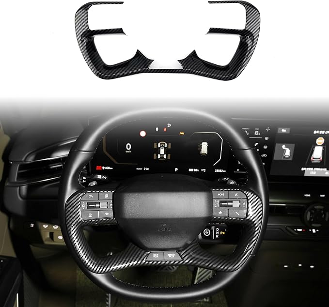 YOUTOOCAR Steering Wheel Trim Cover Compatible with Kia EV9 2024-2026 Accessories (Carbon Fiber Pattern)