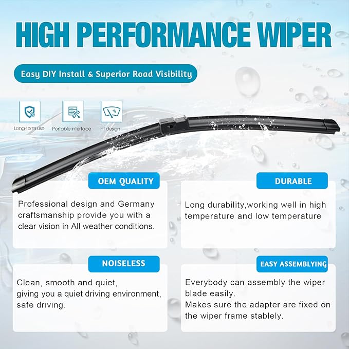 OEM Windshield Wiper Blades Replacement for BMW X3 2011 2012 2013 2014 2015 2016 2017, All Weather Original Factory Quality Front & Rear Wipers Set 26"+20"+13" (Pack of 3)