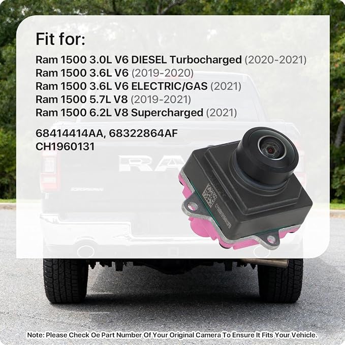 68414414AA Rear View Camera Replacement for Ram 1500 2019 2020 2021, OE Backup Cam Replaces 68322864AF, CH1960131 by GreenYi