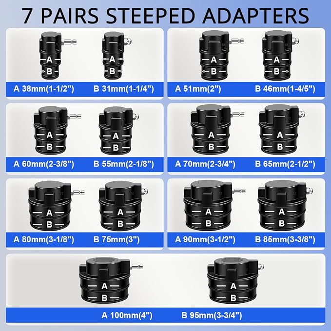 YSTOOL Turbo System Leakage Tester Kit 16Pcs Turbo Boost Leak Tester Set with 7 Pairs of Stepped Adapters (1-1/4" to 4") Air Pressure Gauge, for Radiators Cooling Emission Exhaust Pipes Testing
