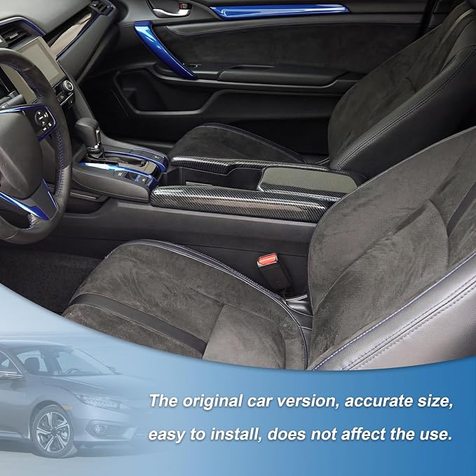 Carbon Fiber Center Console Armrest Storage Box Cover Compatible with Honda Civic 10th Gen 2016-2021