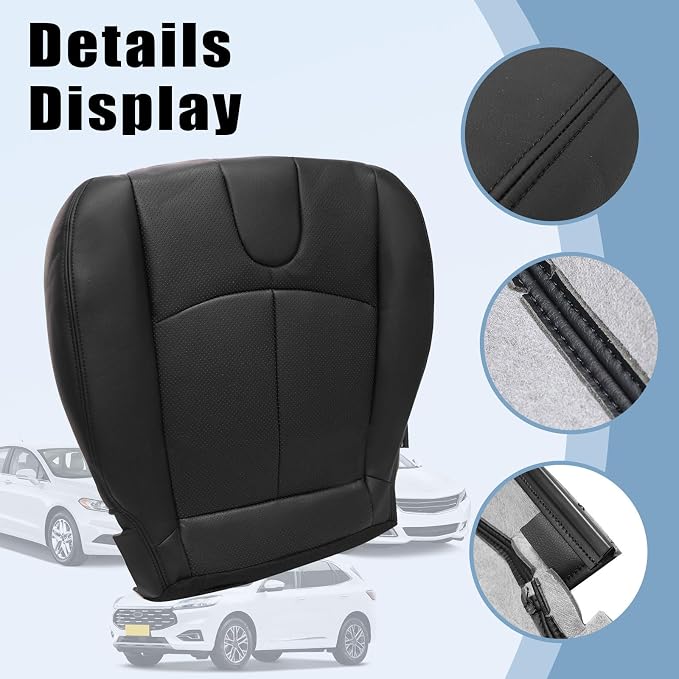 SecosAutoparts Front Perforated Leather Driver and Passenger Side Bottom Seat Cover Black Compatible with Infiniti G37 2008 2009 2010 2011 2012 2013