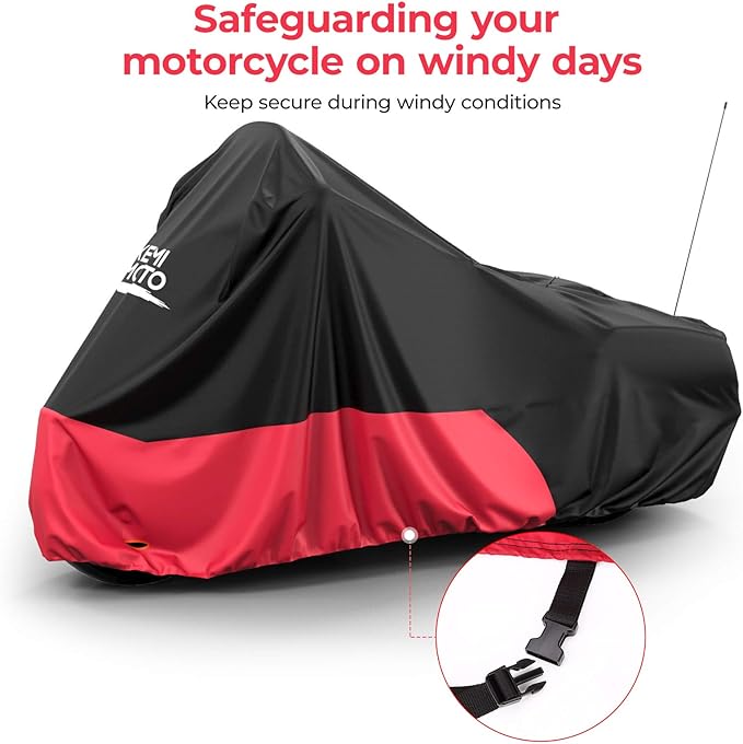 KEMIMOTO Heavy Duty 420D Motorcycle Cover Fits Side Top Box Waterproof Outdoor Compatible with Touring, Touring Ultra Limited Road King Street Glide Road Glide All Weather Dust Sunlight Rain Cover