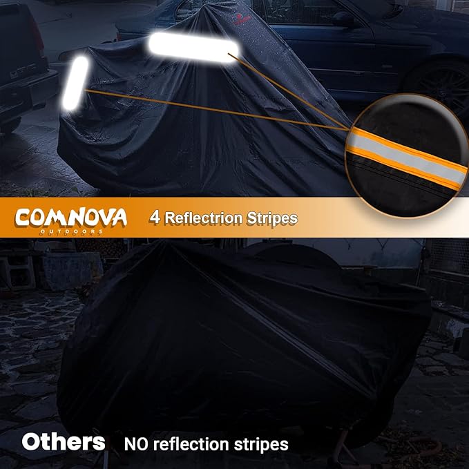 Motorcycle Cover All Season, Universal Waterproof Weather Sun Outdoor Protection Motorbike Cover, Scooter Shelter, Heavy-Duty Motorcycles Vehicle Cover, Fits Up to 96" Motors