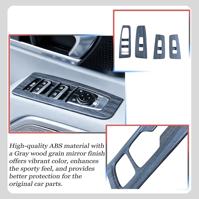 Window control panel cover,For Kia Telluride 2020 2021 2022 2023 2024 2025 2026, power windows trim - gray wood grain Accessories(For SX, SX-Prestige X-Line, SX-Prestige X-Pro, SX-Prestige, X-Line)