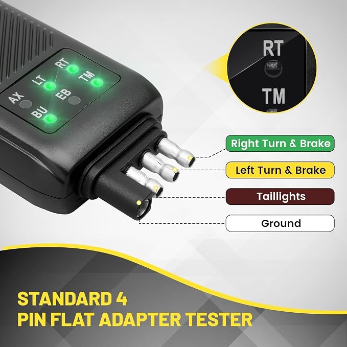 Oyviny 7 Pin Trailer Plug Tester & 4 Pin Trailer Tester with Double-Sided LED Indicators, Trailer Light Tester for Boat Trailer RV Truck Camper, Not Suitable for Vehicle with Lamp Out Sensor